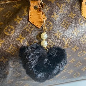 Bag / Purse Heart Pompom Charm #117A